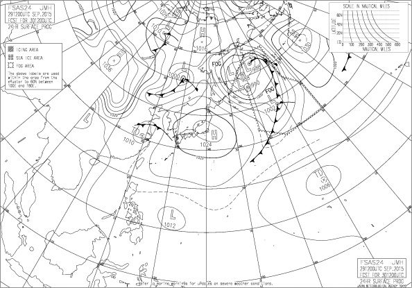 図1　30日夜の予想天気図